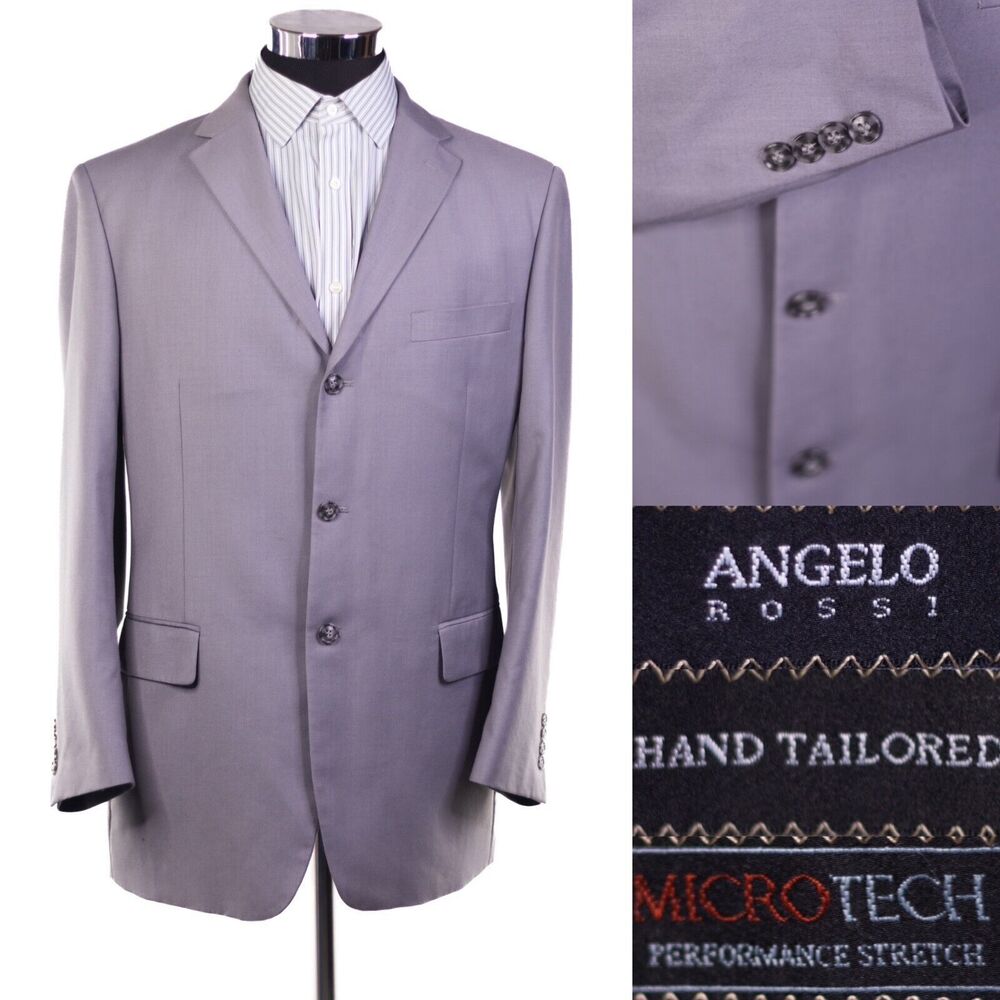 Men's Angelo Rossi Tailored 3 Button Solid Gray Blazer Coat Jacket size 44